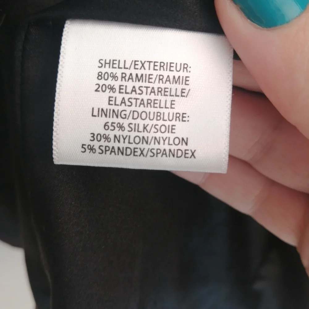 Eileen Fisher Ramie Pleated Zip Up Blazer Jacket Black Peplum Back Size XS - Picture 12 of 15